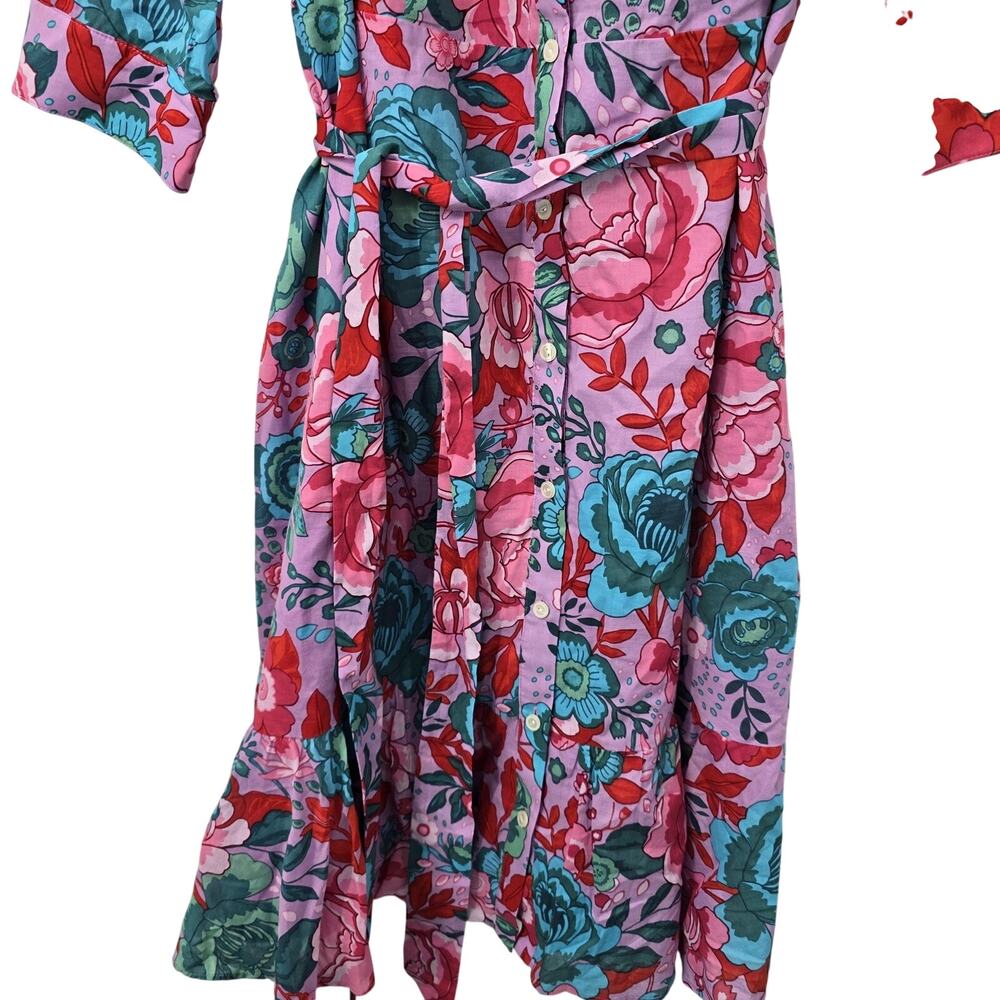 Talbots Pink Floral Shirt Midi Dress Cotton Lined Plus Petite 18W - Picture 4 of 13